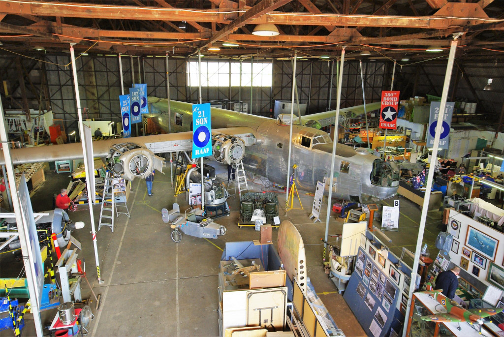 Old airplanes in large museum