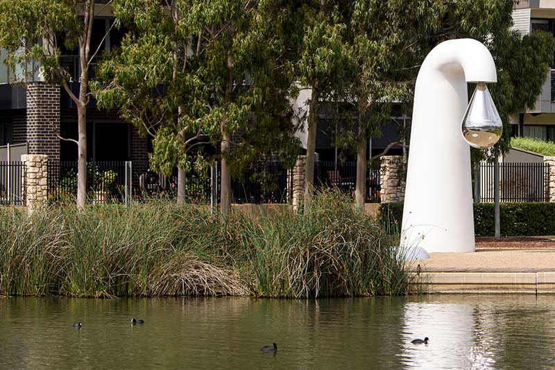Simon Perry’s sculpture, On Tap, at Caroline Springs Lake