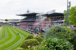 Moonee Valley Racecourse, grass and stands