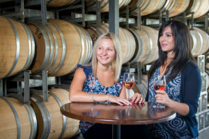 Two women doing a tasting in Witchmount winery